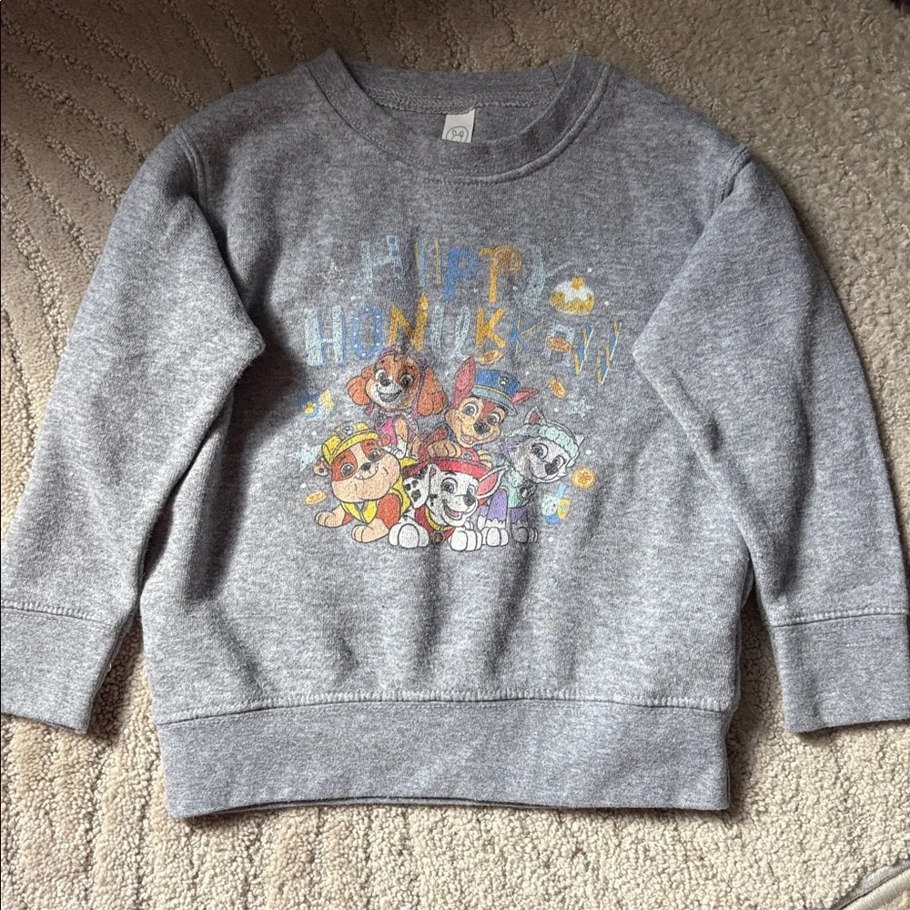 Paw Patrol Happy Hanukkah Sweatshirt printed on Rabbit Skins 3T